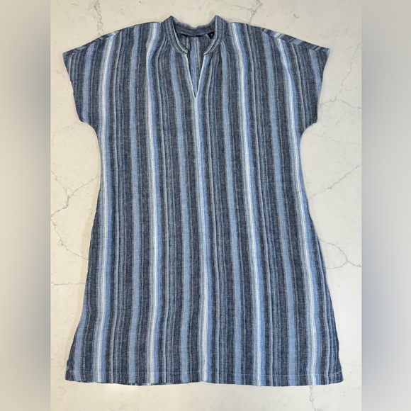 Lands' End Dresses & Skirts - Lands’ End  Women’s Linen Dolman Sleeve Peasant Above Knee Dress Blue Sz.Med